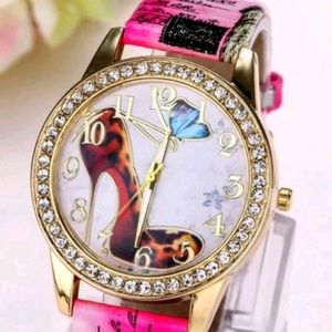 Women's High Heel Pink Watch  NEW
